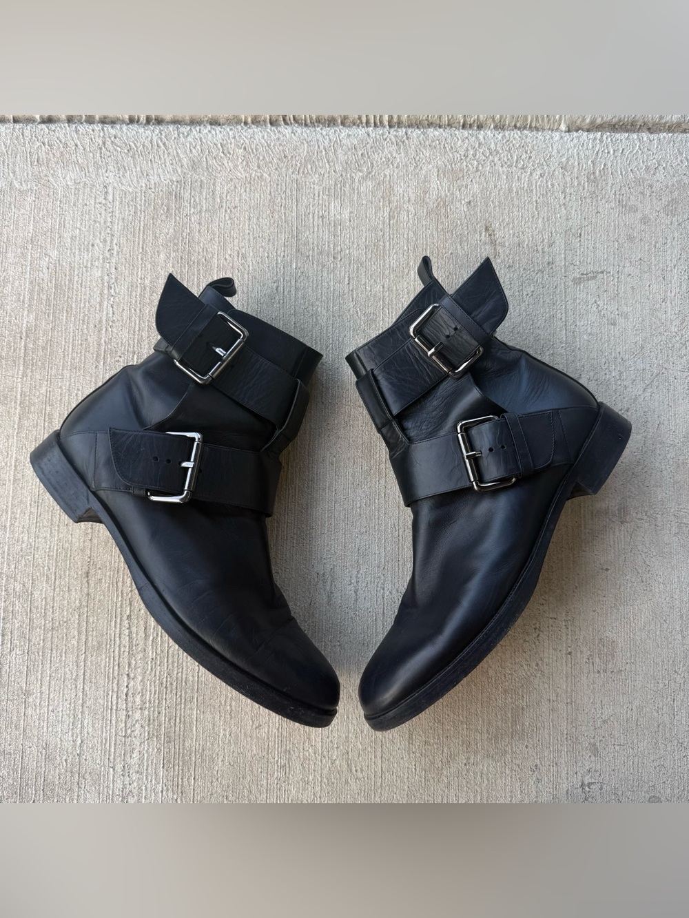 Pierre Hardy Black Leather Double-Buckle Ankle Boots
